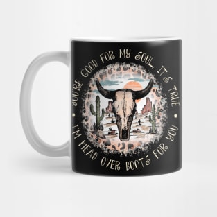 You're Good For My Soul, It's True I'm Head Over Boots For You Leopard Bull Skull Mug